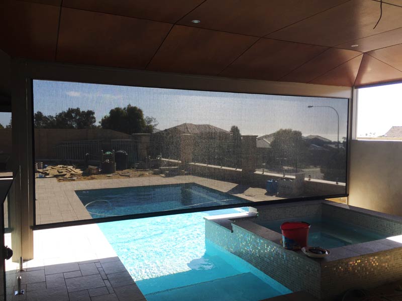 how wide can outdoor blinds be such as this ziptrak blind right over the swimming pool.