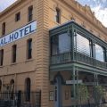 The Federal Hotel in Fremantle with newly installed clear Ziptrak blinds on the balcony.